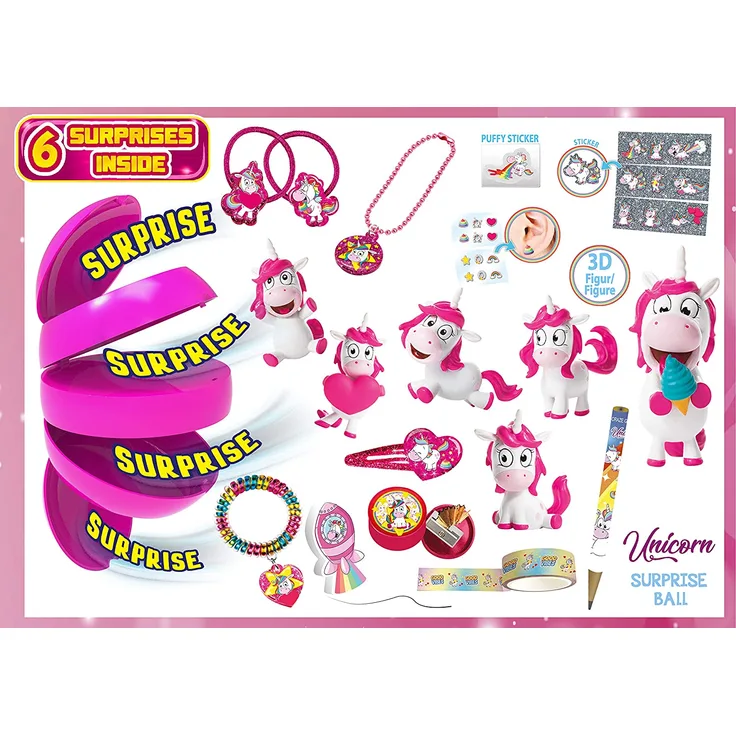 CRAZE Surprise Ball UNICORN Einhorn-Figuren zum Sammeln Kinderschmuck Schulaccessoires 20371