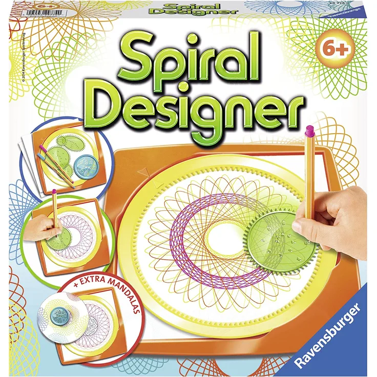 Ravensburger Spiral-Designer, Zeichnen lernen für Kinder ab 6 Jahren, Kreatives Zeichen-Set mit Mandala-Schablone für farbenfrohe Spiralbilder und Mandalas