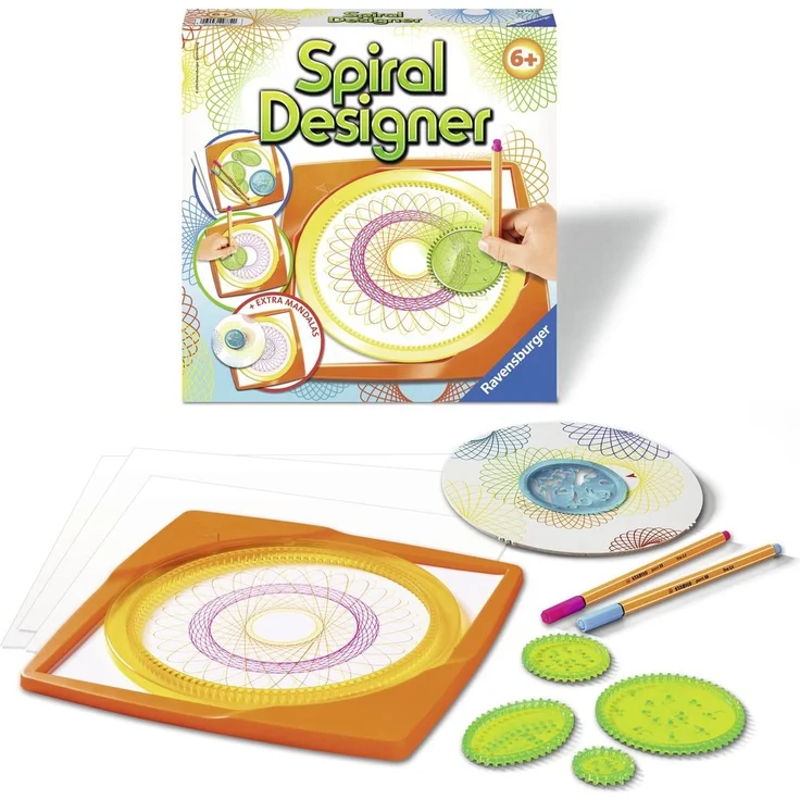 Ravensburger Spiral-Designer, Zeichnen lernen für Kinder ab 6 Jahren, Kreatives Zeichen-Set mit Mandala-Schablone für farbenfrohe Spiralbilder und Mandalas – Bild 2