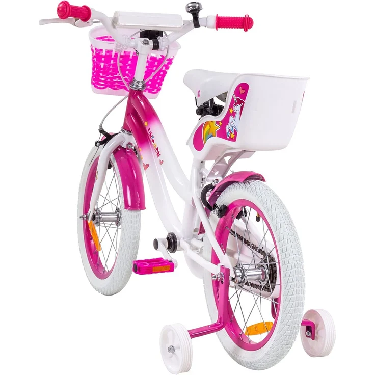 Kinderfahrrad Unicorn 16 Zoll Kinder Mädchen Fahrrad mit Stützräder pink Einhorn – Bild 9