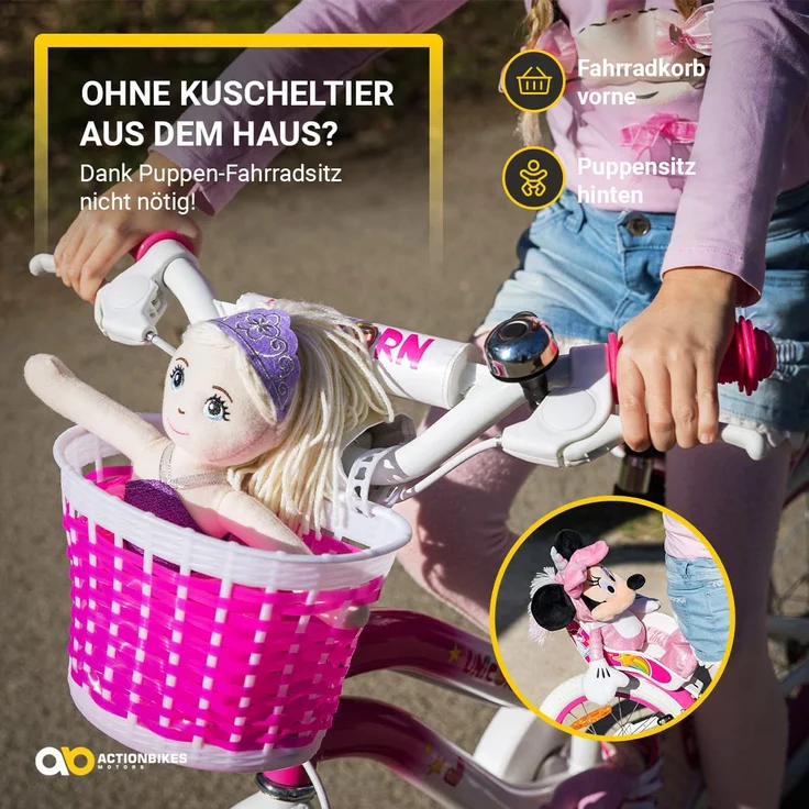 Kinderfahrrad Unicorn 16 Zoll Kinder Mädchen Fahrrad mit Stützräder pink Einhorn – Bild 4