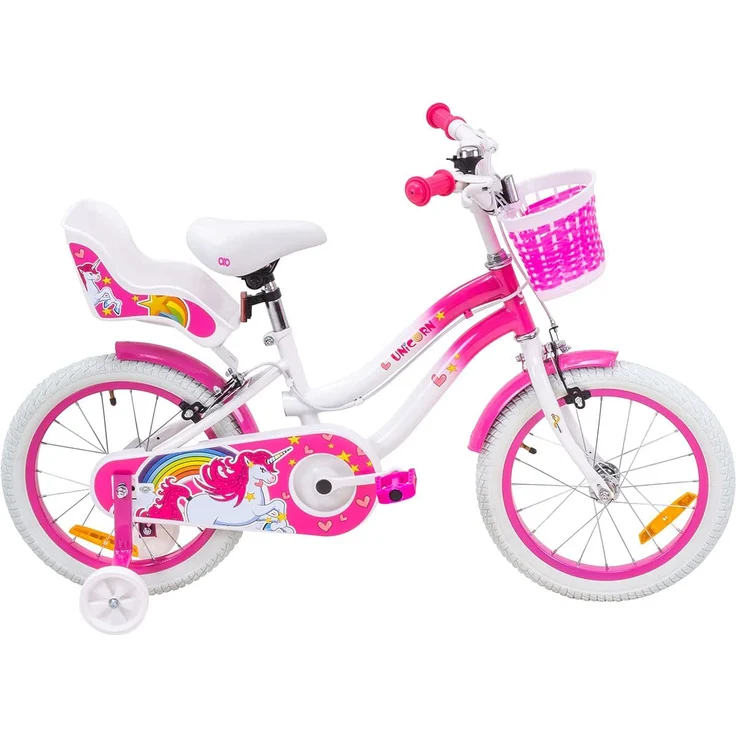 Kinderfahrrad Unicorn 16 Zoll Kinder Mädchen Fahrrad mit Stützräder pink Einhorn – Bild 8