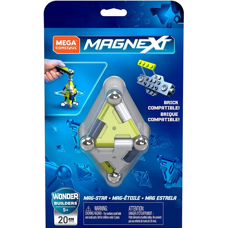 MEGA Construx GFF22 - Magnext Mag Stern magnetische Bausteine und Kugeln Bauset mit 20 Bausteinen, Spielzeug ab 5 Jahren mehrfarbig – Bild 1