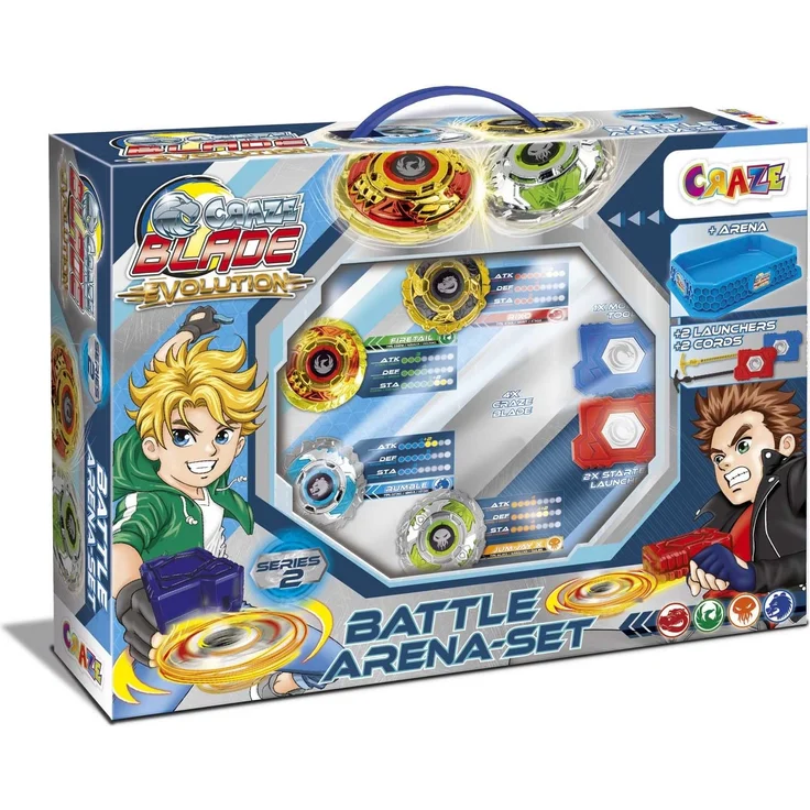 CRAZE XXL Blade Battle Set 4er Kampf Kreisel Kampfkreisel inkl. Zubehör Kampfarena 32800, sehr robust – Bild 2