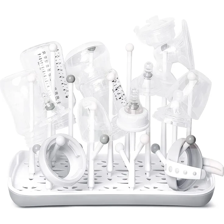 Termichy Trockenständer Babyflaschen, Abtropfgestell für Babyflaschen, Flaschen, grauSaugern, Bechern und Babyflaschen Zubehör, BPA-frei, Grau