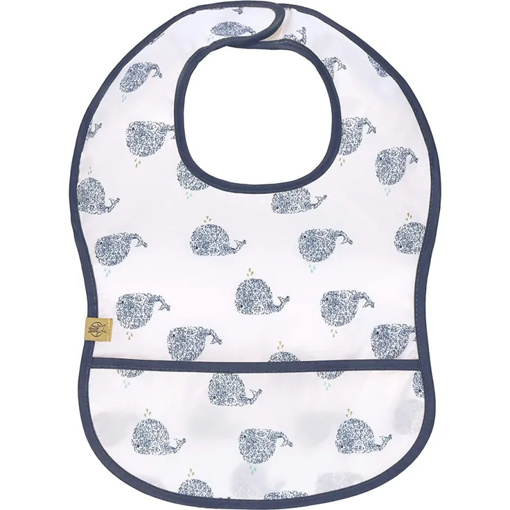 LÄSSIG Baby Kleinkind Lätzchen Auffangschutz wasserdicht Klettverschluss/Lightweight Bib, Little Water whale