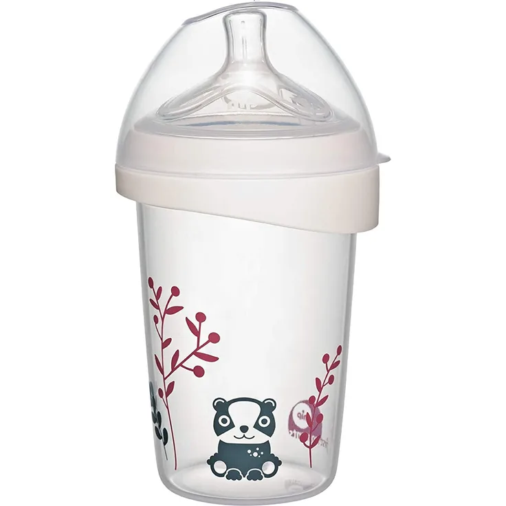 nip first moments Babyflasche Silikon: 270 ml, M Sauger, mit extra breiter Lippenauflage speziell für Neugeborene