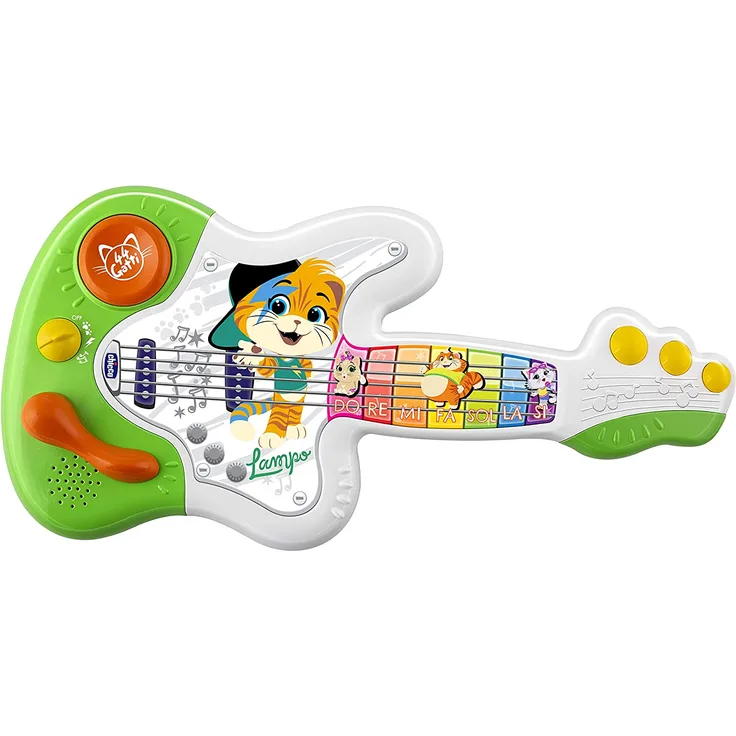Chicco 44 CATS - Gitarre, Babys Musikspielzeug, Lernspielzeug Gitarre Babyspielzeug, Songs 6 Sounds aus der TV Serie 44 Cats