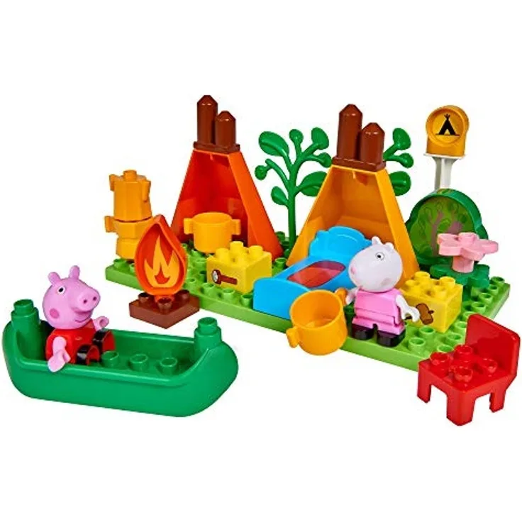 BIG-Bloxx Peppa Pig Camping Set - Peppa´s Campingausstattung, Construction Set, BIG Bloxx Set bestehend aus Peppa Wutz und Suzy und Camper Set, 25 Teile, für Kinder ab 18 Monaten