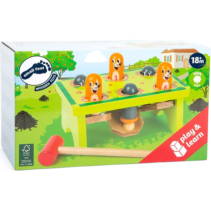 small foot 11162 Klopfbank Maulwurf, FSC® 100%-zertifiziertem Holz, robustes Hammerspiel, ab 18 Monaten – Bild 4