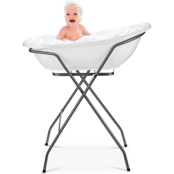Babykajo Badewanne, Bärchen Weiß inkl. Sitz, Gestell und Thermometer