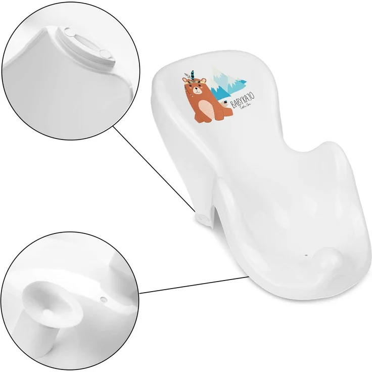 Babykajo Badewanne, Bärchen Weiß inkl. Sitz, Gestell und Thermometer – Bild 4