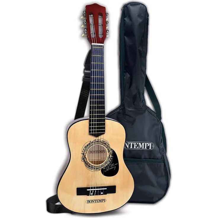 Bontempi 21 7531 'Holzgitarre', 6 Saiten, inkl. Tragetasche und Plektrum, ab 5 Jahren