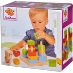 Eichhorn Steckplatte, 21-teilig, Buchenholz, 5 verschiedene Stecksymbole, 20 Steckteile, für Kinder ab 12 Monaten, Größe: 18 x 10 cm