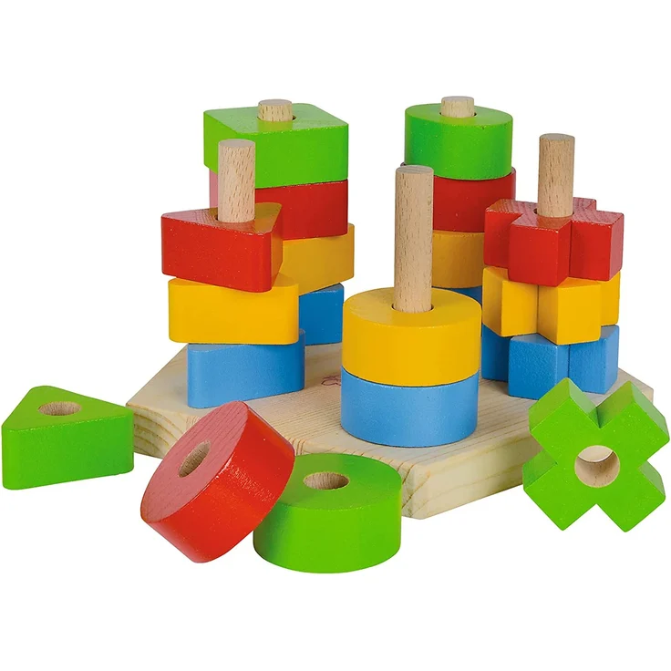 Eichhorn Steckplatte, 21-teilig, Buchenholz, 5 verschiedene Stecksymbole, 20 Steckteile, für Kinder ab 12 Monaten, Größe: 18 x 10 cm – Bild 3