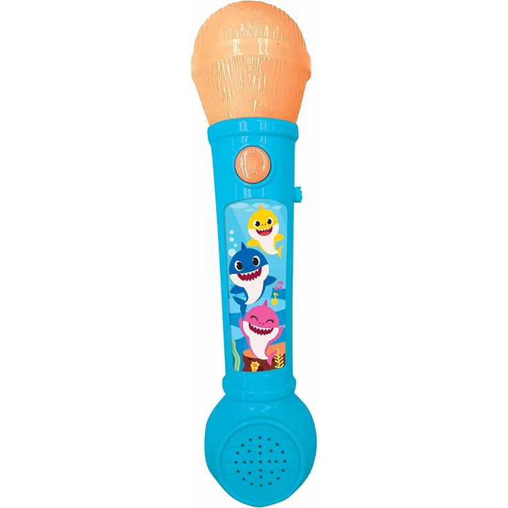 Lexibook MIC80BS Pinkfong Baby Shark Aufleuchtendes Mikrofon für Kinder, musikalisches Spiel, eingebauter Lautsprecher, Lichteffekte, inklusive Demo-Melodien, blau/Oranje
