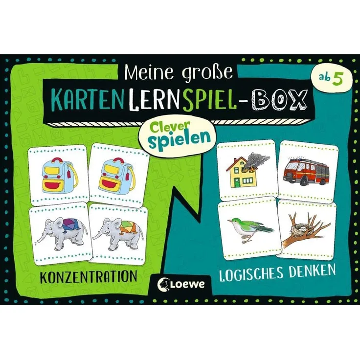 Unbekannt Clever Spielen - Meine groe KartenLernSpiel-Box - Konzentration/Logisches Denken: Kartenspiele fr Vorschulkinder ab 5 Jahre