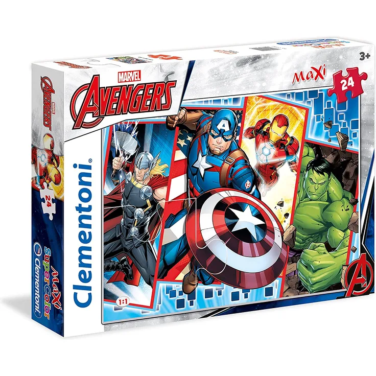 Clementoni 24495 Maxi Puzzle 24 Teile Supercolor-Marvel The Avengers, für Kinder ab 3 Jahren