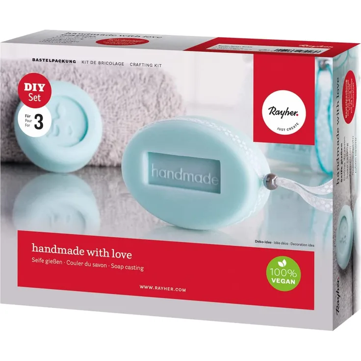 Rayher Bastelpackung Seife-Gießen Handmade with Love, Div. Materialien, blau-/grüntöne, 18 x 14 x 5.2 cm