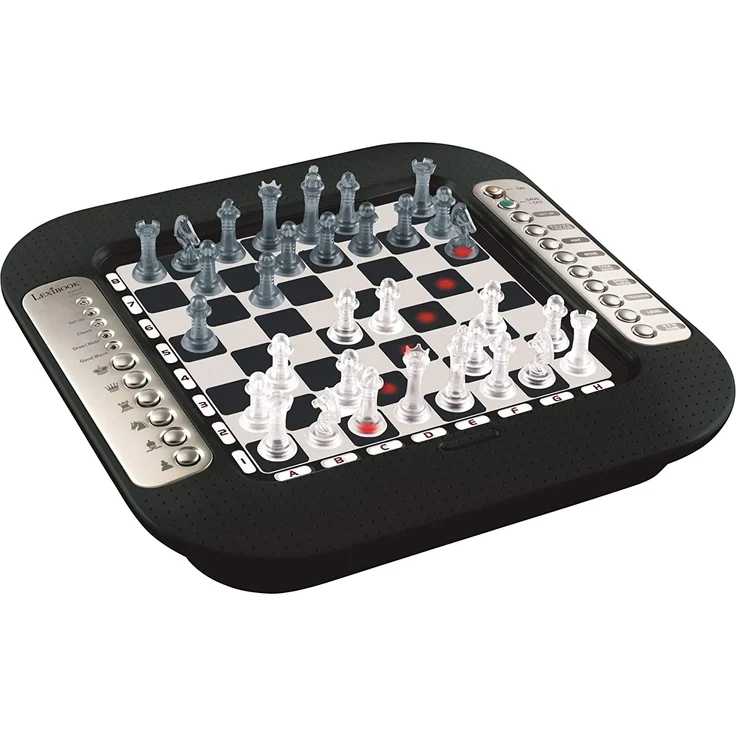 Lexibook CG1335 Chessman FX, Elektronisches Schachspiel mit Berührungstastatur und Licht-und Soundeffekte, 32 Stück, 64 Schwierigkeitsgrade, Familienbrettspiel, Schwarz/Silber – Bild 1