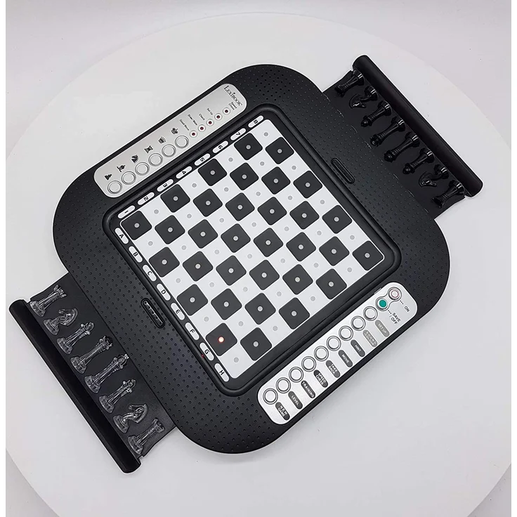 Lexibook CG1335 Chessman FX, Elektronisches Schachspiel mit Berührungstastatur und Licht-und Soundeffekte, 32 Stück, 64 Schwierigkeitsgrade, Familienbrettspiel, Schwarz/Silber – Bild 2