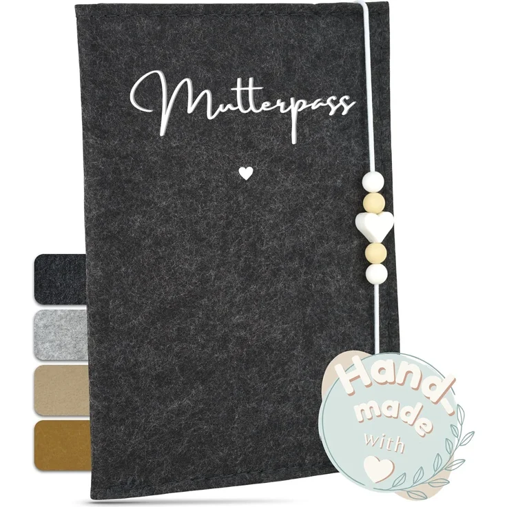 MAHEWA® Mutter-Kind-Pass-Hülle Österreich aus Filz | MKP-Hülle Muki-Pass-Hülle Oesterreich Filz Mutterpass-Organizer Tasche Schutzhülle | Mutterkindpass-Umschlag Mama-kindpass | Anthrazit – Bild 1