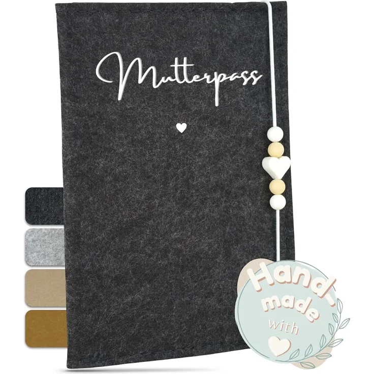 MAHEWA® Mutter-Kind-Pass-Hülle Österreich aus Filz | MKP-Hülle Muki-Pass-Hülle Oesterreich Filz Mutterpass-Organizer Tasche Schutzhülle | Mutterkindpass-Umschlag Mama-kindpass | Anthrazit
