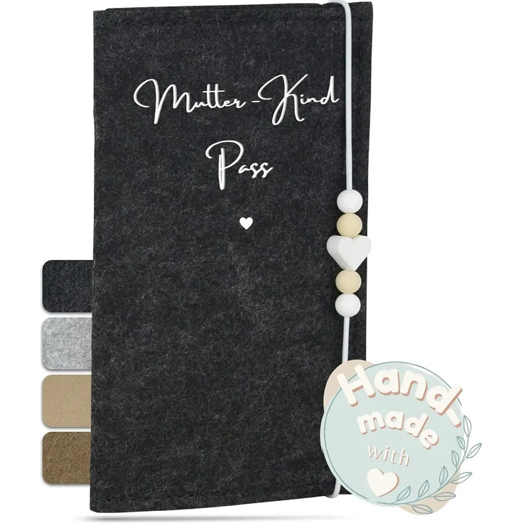 MAHEWA® Mutter-Kind-Pass-Hülle Österreich aus Filz | MKP-Hülle Muki-Pass-Hülle Oesterreich Filz Mutterpass-Organizer Tasche Schutzhülle | Mutterkindpass-Umschlag Mama-kindpass | Anthrazit – Bild 2