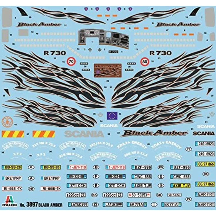 Italeri 3897 LKW-/Anhänger-Modell Montagesatz 1:24 SCANIA R730 Mehrfarbig Schweden – Bild 12