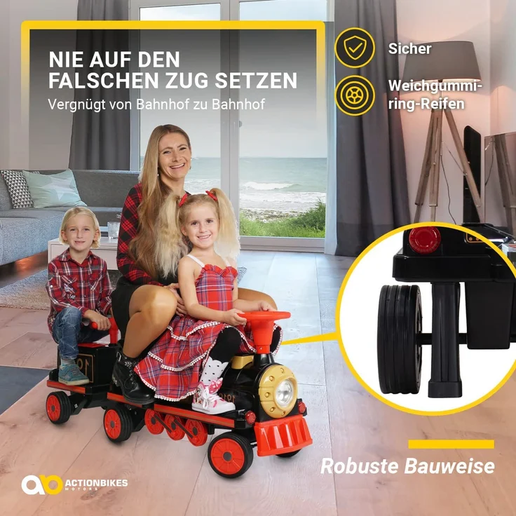 Anhänger für Kinder-Elektrozug Kindereisenbahn Elektrisch Zug Retro-Design – Bild 3