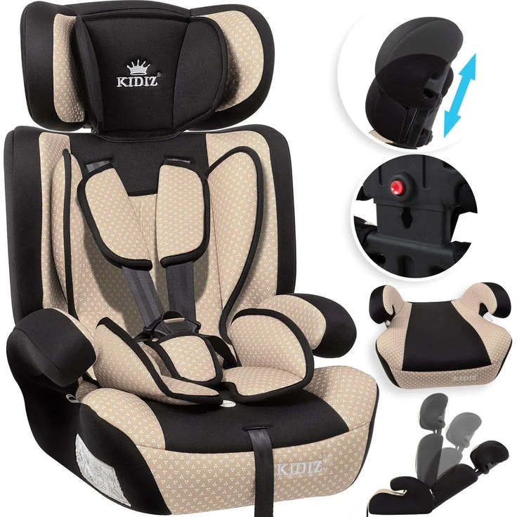 KIDIZ® Autokindersitz Kindersitz Kinderautositz | Autositz Sitzschale | 9 kg - 36 kg 1-12 Jahre | Gruppe 1/2 / 3 | universal | zugelassen nach ECE R44/04 | 6 verschiedenen Farben | Beige – Bild 1