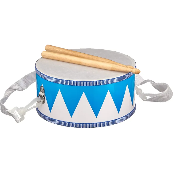 Goki 61898 Trommel aus Holz, blau/weiß