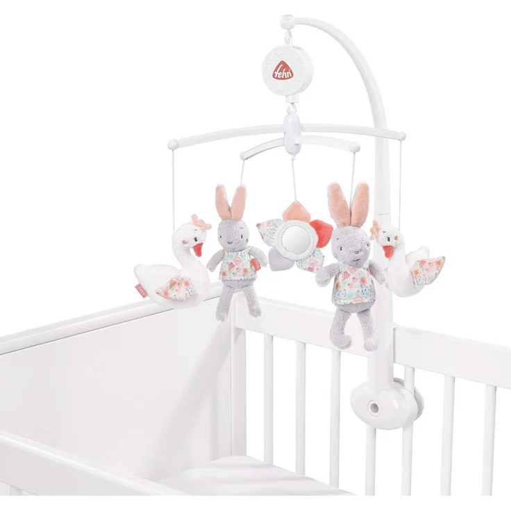 Fehn 062137 Musik-Mobile Schwanensee | Spieluhr-Mobile mit Schwan, Hase und Blume zum Lauschen & Staunen | Zum Befestigen am Bett für Babys von 0-5 Monaten | Höhe: 65 cm, ø 40 cm – Bild 3