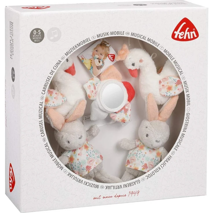 Fehn 062137 Musik-Mobile Schwanensee | Spieluhr-Mobile mit Schwan, Hase und Blume zum Lauschen & Staunen | Zum Befestigen am Bett für Babys von 0-5 Monaten | Höhe: 65 cm, ø 40 cm – Bild 5
