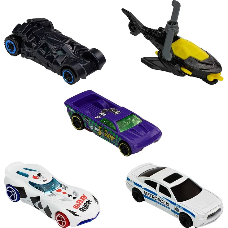 Hot Wheels GWW94 - 5er Set Batman Spielzeug Die-Cast Autos, ab 3 Jahren
