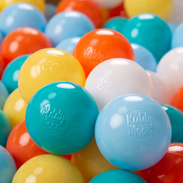 KiddyMoon 1200 ∅ 6Cm Kinder Bälle Für Bällebad Spielbälle Baby Plastikbälle Made In EU, Weiß/Gelb/Orange/Baby Blau/Türkis
