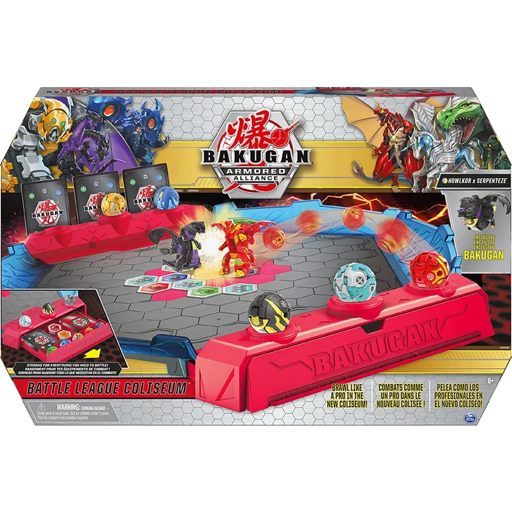 Bakugan Battle League Coliseum, hochwertige Arena mit gebogenen Seitenwänden und exklusivem Fusion Bakugan Howlkor x Serpenteze