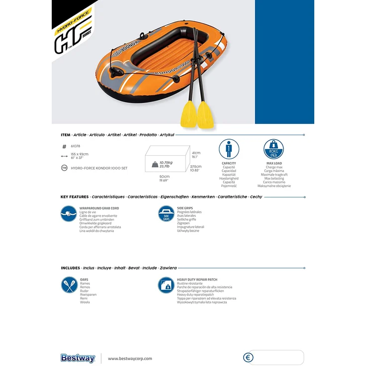 Bestway Schlauchboot Set Kondor 1000 Set 155x93 cm – Bild 12