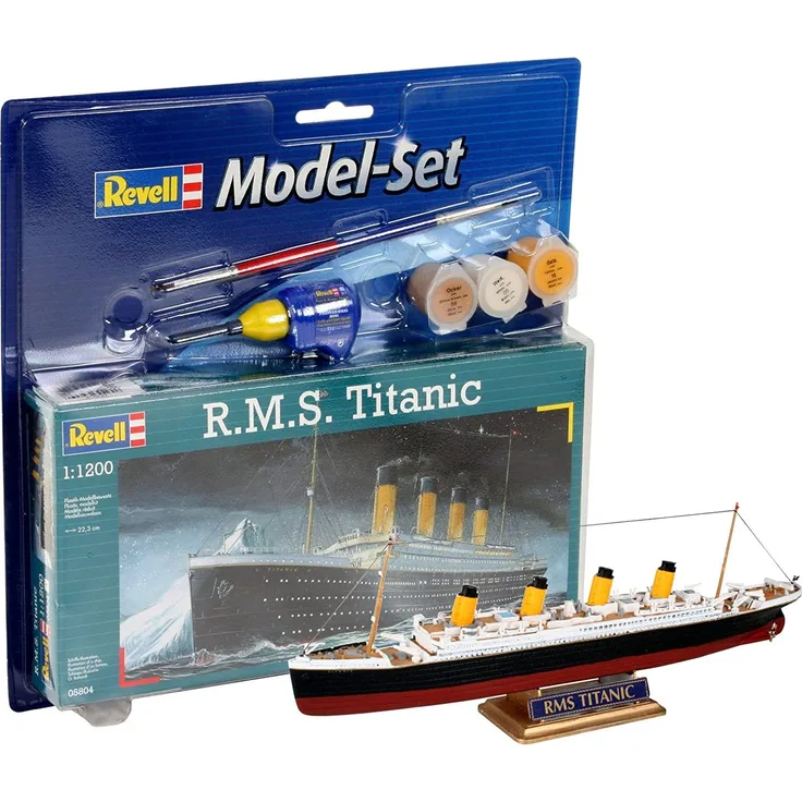 Revell Modellbausatz Schiff 1:1200 - R.M.S. Titanic im Maßstab 1:1200, Level 3, originalgetreue Nachbildung mit vielen Details, Kreuzfahrtschiff, Model Set mit Basiszubehör, 65804