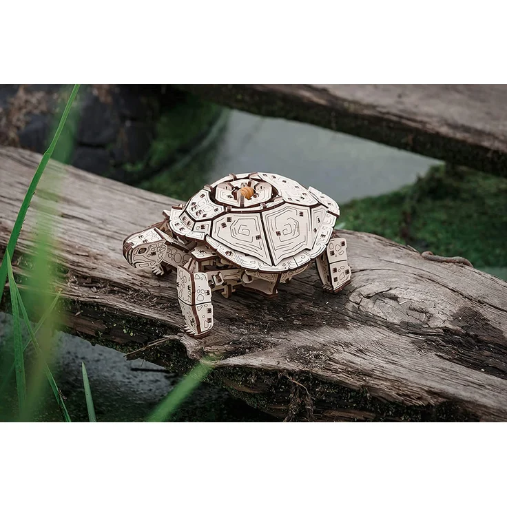 EWA Eco-Wood-Art Turtle 3D Holzpuzzle für Jugendliche und Erwachsene-Mechanisches Schildkröte Modell-DIY-Bausatz, Selbstmontage, kein Kleber erforderlich-269 Stück, Natürlich – Bild 7