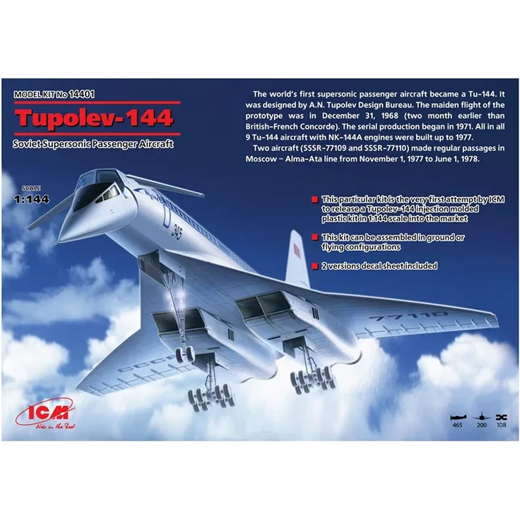 ICM 14401 Tupolev-144, Soviet Supersonic Passenger Aircraft