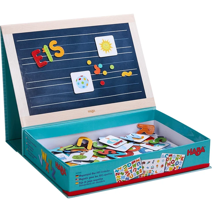 HABA 302590 - Magnetspiel-Box ABC-Entdecker | Fröhlich-buntes Buchstaben-Legespiel ab 4 Jahren | Zum spielerischen Kennenlernen des Alphabets und Schreiben erster Wörter - Preisvergleich – Bild 2