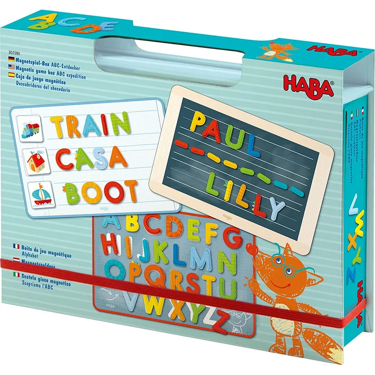 HABA 302590 - Magnetspiel-Box ABC-Entdecker | Fröhlich-buntes Buchstaben-Legespiel ab 4 Jahren | Zum spielerischen Kennenlernen des Alphabets und Schreiben erster Wörter - Preisvergleich