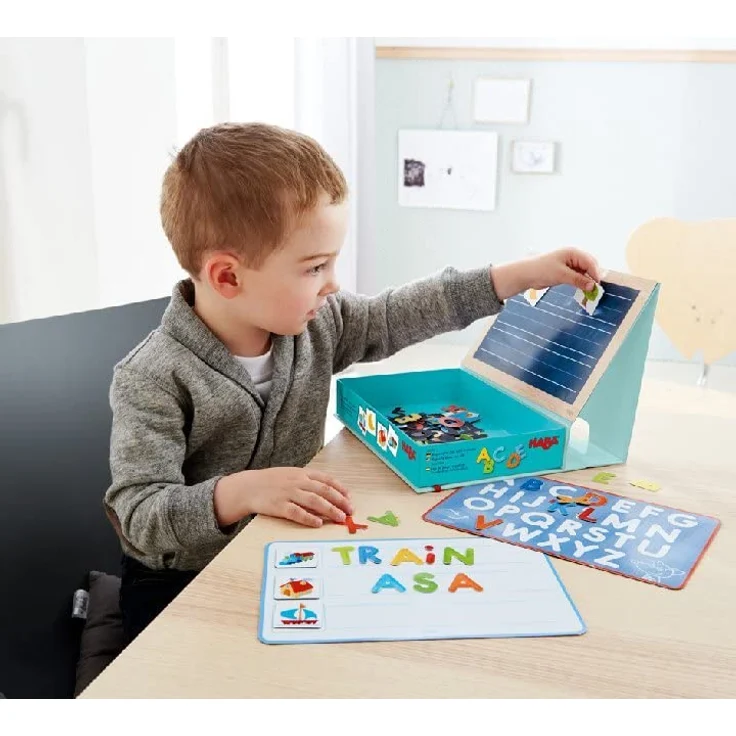 HABA 302590 - Magnetspiel-Box ABC-Entdecker | Fröhlich-buntes Buchstaben-Legespiel ab 4 Jahren | Zum spielerischen Kennenlernen des Alphabets und Schreiben erster Wörter - Preisvergleich – Bild 5