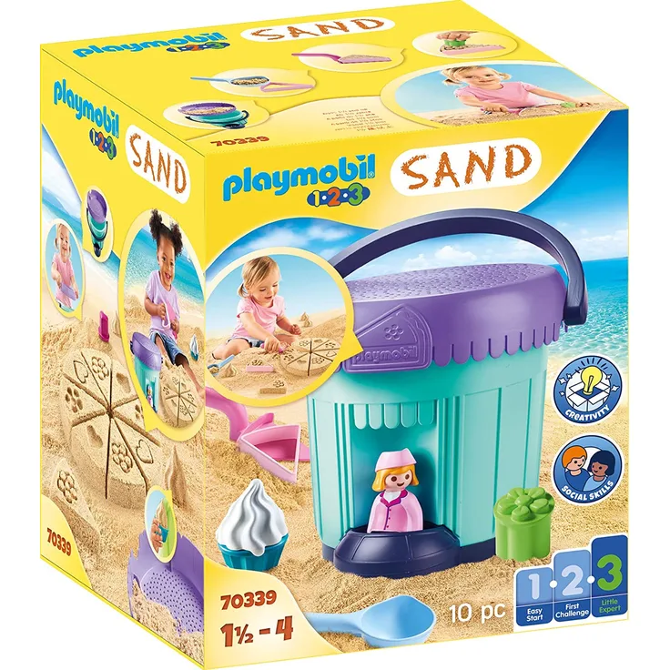 PLAYMOBIL-1.2.3 Sand 70339 Kreativset 'Sandbäckerei', Ab 1,5 bis 4 Jahre