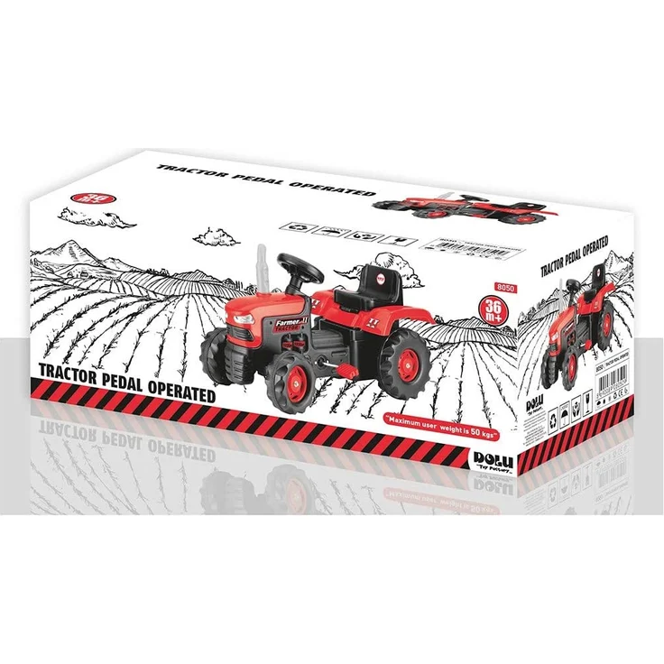 Trettraktor Groß Rot Kinderfahrzeug tretfahrzeug Kinder Traktor Tretbulldog Neu – Bild 4