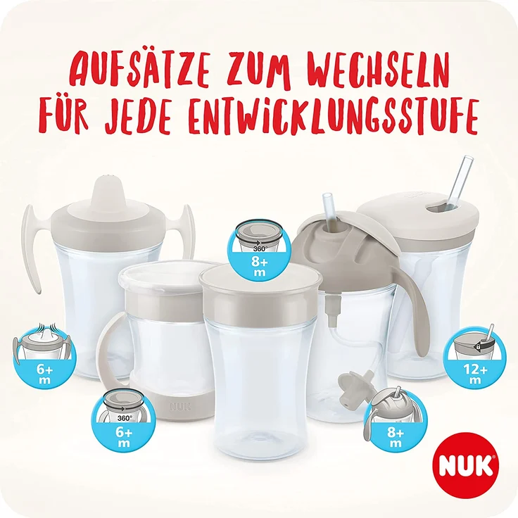 NUK Motion Cup Trinklernbecher | 230ml | auslaufsicherer, weicher Strohhalm | ergonomisch geformte Griffe | 8+ Monate | BPA frei | Gelb – Bild 5