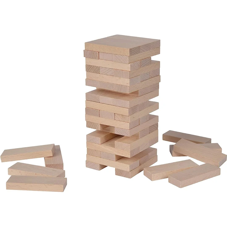 Eichhorn Stapelspiel, Geschicklichkeitsspiel für die ganze Familie, Balance Tower gefertigt aus unbehandelten Holz, Wackelturm 54 teilig, geeignet ab 5 Jahren – Bild 4