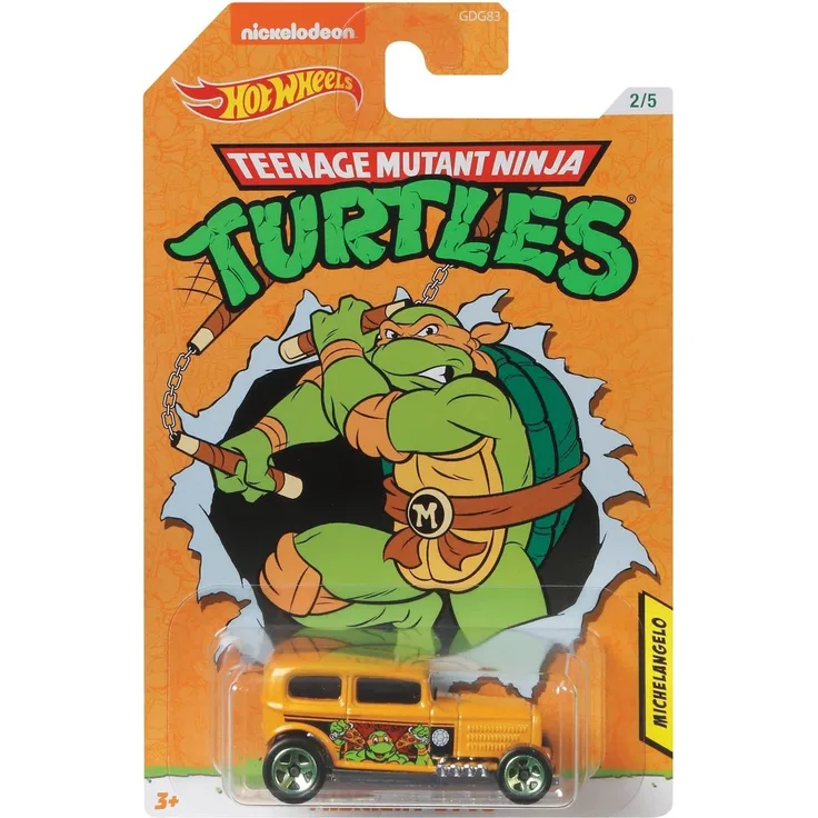 Mattel Hot Wheels GJV11 Teenage Mutant Ninja Turtles Modellauto Michelangelo 1:64 Orange 2/5