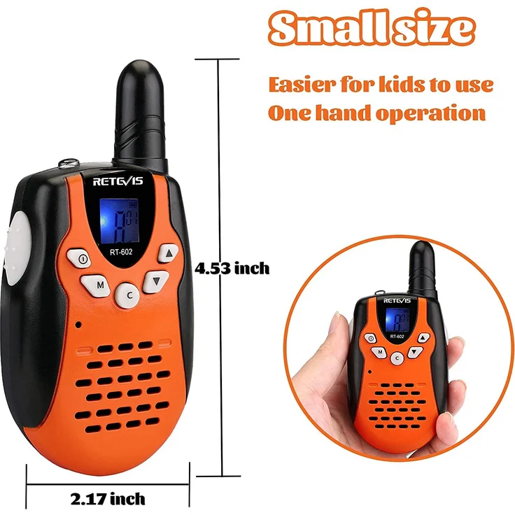 Retevis RT602 Walkie Talkie Kinder 8 Kanäle PMR446 Kinder Funkgeräte mit wiederaufladbare Akkus Taschenlampe VOX LCD-Display Spielzeug Spy-Gear Geschenke für Kinder (1 Paar, Orange) – Bild 4